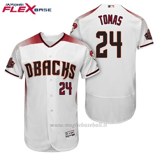 Maglia Baseball Uomo Arizona Diamondbacks 24 Yasmany Tomas Bianco Rosso 1ª20 Anniversario Flex Base